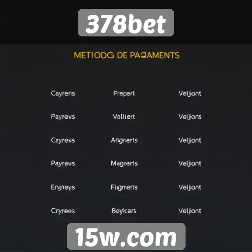 Métodos de pagamento disponíveis na 378bet